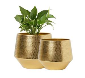 Macetas y jardineras decorativas de Metal martillado, macetas y jardineras decorativas de Metal dorado para decoración del hogar y el jardín - Product Image 5