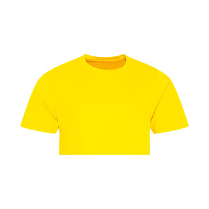 Camiseta Larga de Manga Media con Cuello Redondo para Mujer, Talla Grande, 100% Algodón Orgánico, Transpirable, Ecológica, con Estampado en Relieve, Casual, Amarilla - Product Image 2