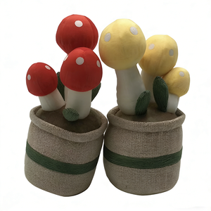 Hongo de Peluche Personalizado Rojo y Blanco con Manchas, Hongo Amarillo de Peluche en Maceta de Lino, Juguete de Hongo de Tela Suave - Product Image 6