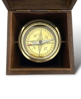 Compass Gimbaled Wood Brass Glass Art Decor Box Nautical Office Decor Elegant Rotating Instrument Desk Shelf Study Lightweight