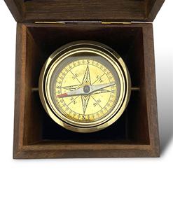 Boussole à cardan en bois, laiton et verre, instrument rotatif élégant pour décoration de bureau, d'étagère ou de salle d'étude, dans une boîte décorative d'art nautique - Product Image 3