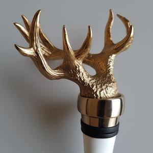 Hand-Finished Brass Pewter Alloy Custom Wine Bottle <b>Stopper</b> Christmas Design Intricate Scrollwork Luxuriously Smooth Edge - Product Image 1