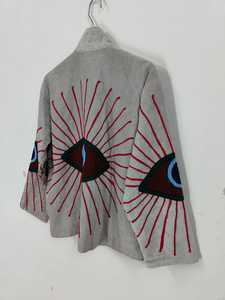 Veste Suzani brodée avec un mauvais œil, veste Suzani en velours avec un mauvais œil, veste d'hiver, robe kimono, cadeau pour elle, veste Suzani - Product Image 5
