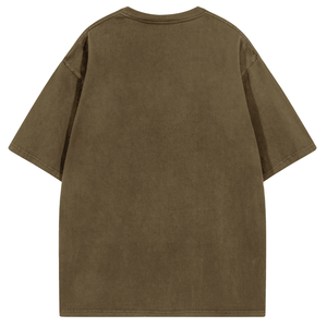 เสื้อยืดผ้าฝ้าย100% ใส่ได้ทั้งชายและหญิงเสื้อยืดสีน้ำตาลถักยูนิเซ็กซ์ทรงหลวมสะพายไหล่ทรงหลวมโอเวอร์ไซส์ทรงสั้นฮิปฮอป - Product Image 2