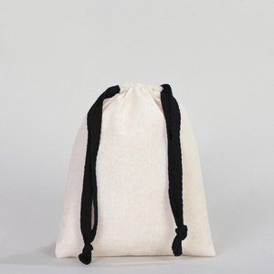 Organic Cotton <b>Drawstring</b> Fabric <b>Pouch</b> 6W X 8H-Black with Embroidered Logo Use for Bracelets Wallet Watch Dust or Packaging - Product Image 1