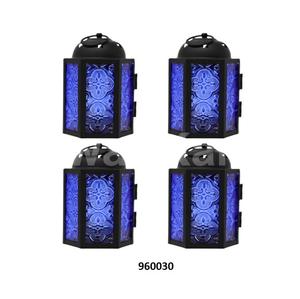 Candelabro redondo de metal antiguo y cristal azul Artículo de decoración para el hogar y el jardín - Product Image 4