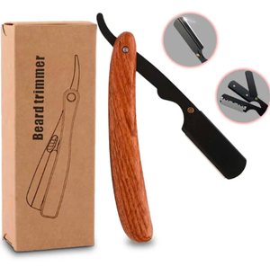 Maquinilla de afeitar recta de acero inoxidable portátil al por mayor, mango de madera para hombres, afeitado, depilación corporal, barberías, uso doméstico - Product Image 6