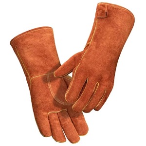 Gants de soudage en cuir fendu de vache Gants de sécurité en cuir véritable en cuir de vachette long Protection du travail - Product Image 2