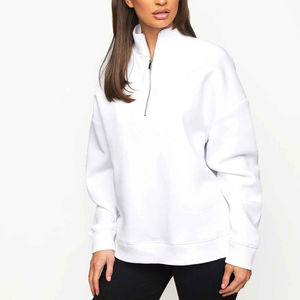 Sweat-shirt pour femmes 100% coton Fabricant en gros Fermeture éclair quart de tour Matière en tissu polaire Impression de logo personnalisée - Product Image 1