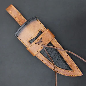 Cuchillo de Caza de Acero de Damasco OEM Personalizado, Mango de Resina Verde, Hoja de Punta Caída Grabada, Funda de Cuero de Cambio Rápido, Garantía de 3 Años - Product Image 4