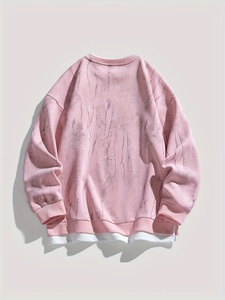 Sudadera de cuello redondo para mujer, venta al por mayor, otoño 2026, con LOGO personalizado, cómoda, transpirable, de color liso, rosa Tie Dye - Product Image 2