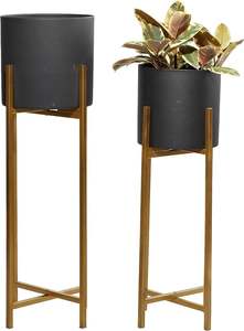 Venta caliente maceta de Metal de hierro hecha a mano para decoración de jardín tamaño personalizado maceta de Metal acabada Juego de 2 piezas - Product Image 6