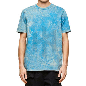 T-shirts délavés à l'acide pour hommes avec logo personnalisé en gros 100% coton solide écologique respirant à manches courtes tenue décontracté - Product Image 1