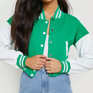 Chaqueta Bomber de Béisbol Verde para Mujer, Corte Ajustado, Personalizable, al por Mayor, Transpirable, Resistente al Viento, Ecológica, para Invierno - Product Image 5