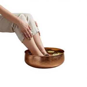 Moderno y Creativo Tazón para Pedicura, Diseño Atractivo, de Cobre, Madera y Plástico, Portátil, para Bañar y Lavar los Pies, para Salón de Belleza y Masaje Podal - Product Image 1