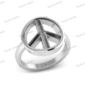 Latest Customized Resin Jewelry Blanks Wholesale Semi Mount Jewelry Blank Bezel Solid 925 Sterling Silver Band Round Symbol Ring