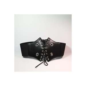 Ceinture élastique pour femme avec détails à œillets, ceinture pour veste, ceinture pour chemise, ceinture pour robe - NOIR - Product Image 1
