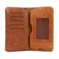 Dompet Kulit Asli Berkualitas Tinggi Unisex dengan Penutup Ritsleting, Lapisan Linen, Logo Kustom, Desain Panjang Mewah, Portabel, Kapasitas Besar