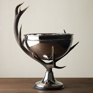 Bol décoratif de luxe en forme de tête de cerf avec motif de bois de cerf, centre de table en métal pour table à manger, décoration de la maison et cadeaux de fête - Product Image 3