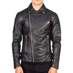 Chaqueta de cuero genuino para hombres y mujeres Prenda de abrigo de motocicleta clásica hecha a mano de primera calidad - Product Image 5