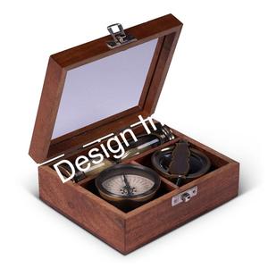 Artículo de regalo náutico reloj de arena y brújula con caja de madera caja de uso personalizado Kit aventurero última caja de temporizador de arena - Product Image 3