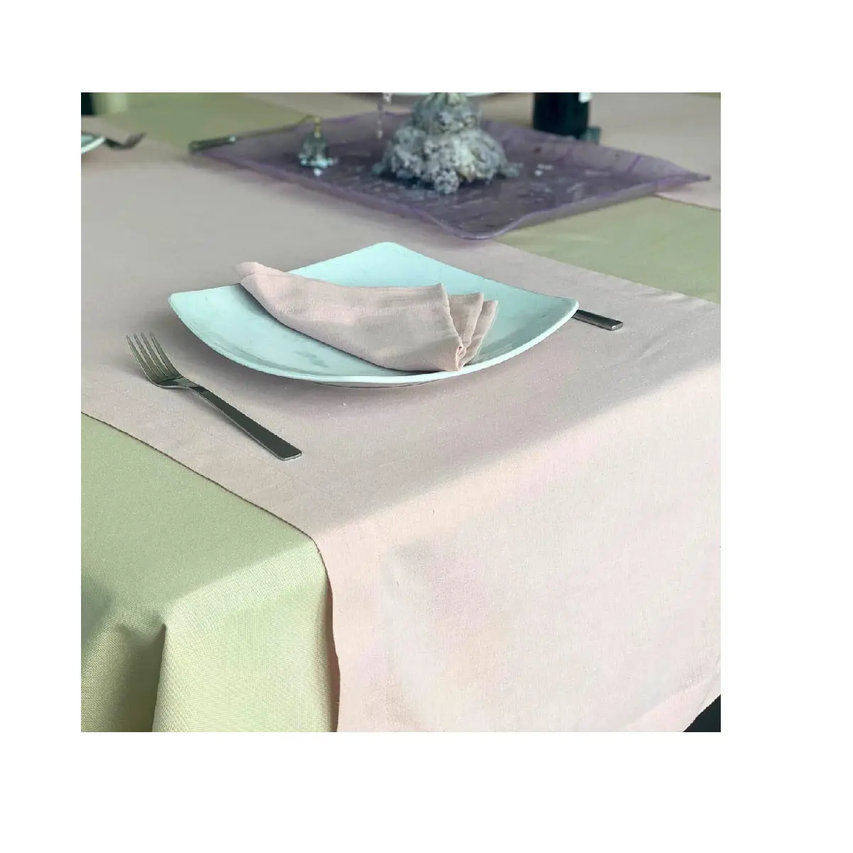 Pastel Pink Set of 2 Natural Cotton Table Runners and Napkins Set Beach Indoor Outdoor Decor Perfect For Housewarming Gift