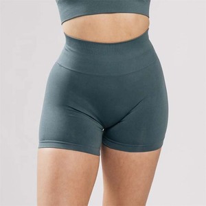 2025 OEM personalizado Spandex poliéster Material alta cintura Yoga desgaste motorista entrenamiento deportes pantalones cortos ropa de mujer Pantalones cortos transpirables - Product Image 5