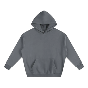 Sweat à capuche gris en molleton de coton premium, uni, sans motif, surdimensionné, unisexe, décontracté, streetwear, vente en gros - Product Image 1