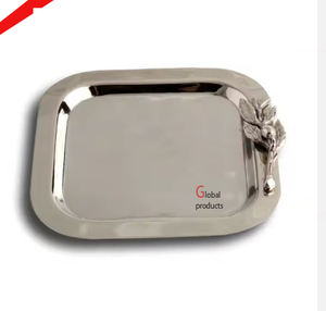 Plateau martelé de portion de nourriture et de salade en métal de forme de feuille de conception pour l'hôtel et le restaurant à la maison - Product Image 3