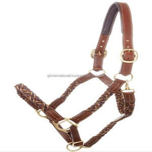 Halter d'équitation en cuir tressé à la main réglable et durable avec muserolle rembourrée souple Designer dans toutes les tailles personnalisées - Product Image 1