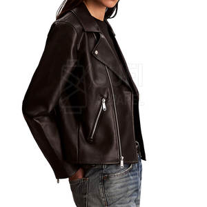 Nouvelle conception SUFI APPAREL Vestes en cuir véritable pour femmes Haute qualité Écologiques Coupe-vent Motif uni Hiver Texture lisse - Product Image 6