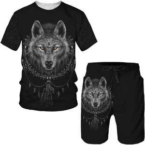 Summer 3D Wolf Printed Men's T-Shirt/Suit Hip Hop O-Neck Short Sleeve Tees & Shorts Two Piece Set Cool Animal Sportswear Tracksuit - Product Image 6