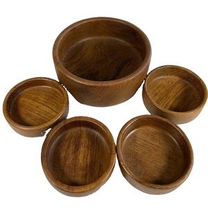 Grand bol à fruits en bois d'acacia rustique et écologique pour la présentation sur table et le service de collations Ustensiles de cuisine décoratifs pour la salle à manger - Product Image 4