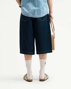 Pantalones Cortos de Mezclilla para Hombre, Transpirables, Sin Tejido, Cintura Media, Diseño Sólido, Corte Holgado, Cierre con Cordón, Ecológicos, de Secado Rápido, Casuales de Verano - Product Image 2