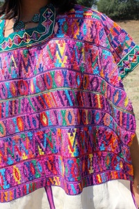 Hand Embroidered Vibrant Detailed Embroidery Vintage Handmade Handwoven 100% Cotton Summer Eco-Friendly Ethnic <b>Poncho</b> Open Sides - Product Image 3