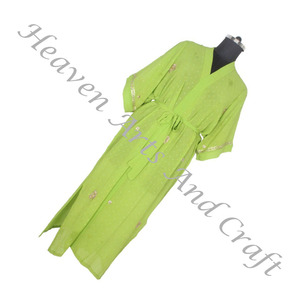 KL016 Beautif Vintage Silk Sari Kimono Robe de femme faite à la main avec poètes et ceinture pour vêtements de nuit - Product Image 4