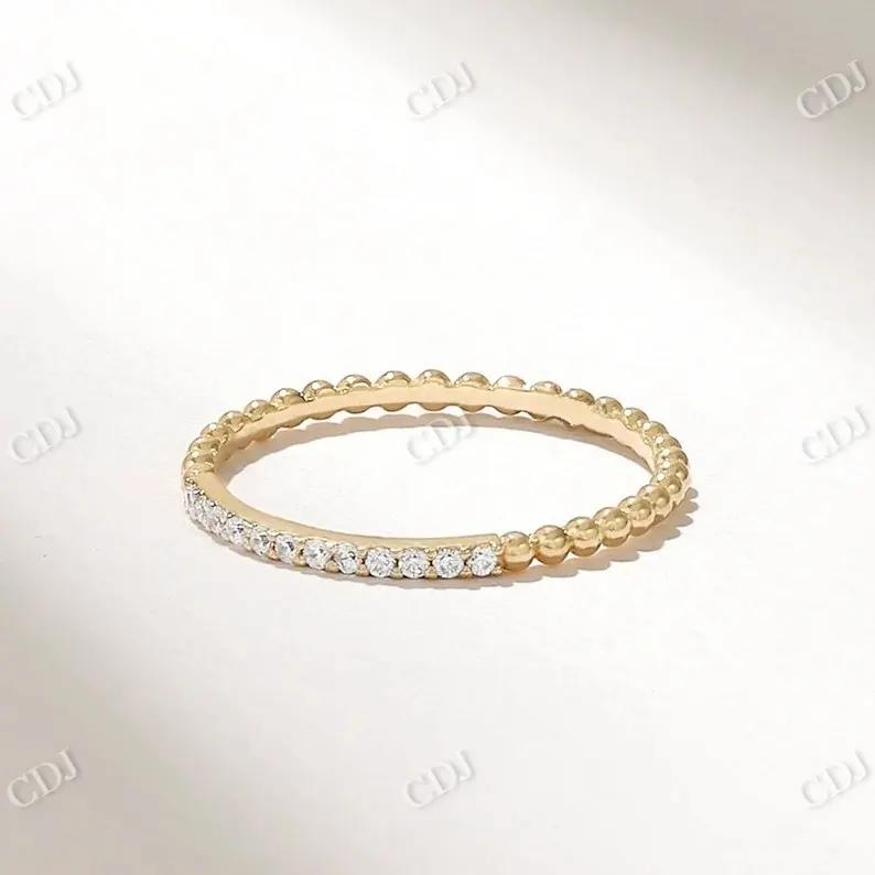 Hochwertige runde natürliche Diamant Perlen Ehering Tiny Ball Gold Stack Verlobung sband für Frauen Custom ized Großhandel Ring