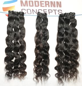 Vente en gros 100% Extensions de cheveux Remy non transformés Temple indien brut vierge naturel brillant couleur Bodywave faisceaux 1B Wave Curl perruques - Product Image 1