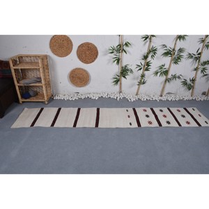Alfombra de lana turca a rayas blancas y negras clásica moderna, alfombra para sala de estar de 1,8x9,5 pies con respaldo de látex para adolescentes - Product Image 1