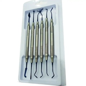 Juego de 6 instrumentos de llenado restaurador dental compuesto azul recubierto de plasma hecho de resina plástico acero - Product Image 6