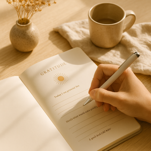 Journal de gratitude LABON, carnet de notes premium à couverture rigide, design soleil en feuille d'or pour la réflexion quotidienne, la pleine conscience et la pensée positive - Product Image 3