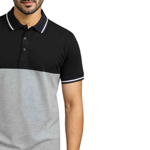 Camiseta Polo Negra y Gris para Hombre, Manga Corta, Ropa Deportiva Elegante, Ropa Casual, Tejido Transpirable de Alta Calidad, Cómoda - Product Image 2