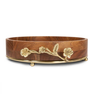 Nouveau bol rond en bois au design élégant avec accent de feuille d'or saladier à manger saladier pour la maison et l'hôtel - Product Image 2