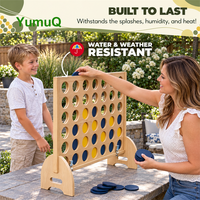 Jeu de jeu de plein air en bois YumuQ Custom Giant Connect 4 en ligne, avec 42 anneaux, pour enfants, adultes et fêtes de famille