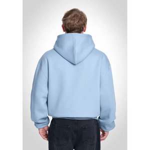 Nouveau hommes personnalisé de haute qualité 100% coton polaire tissu bleu clair couleur solide motif sérigraphie pull à capuche pour hommes - Product Image 6