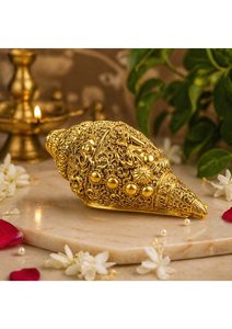 Elegante Ganesh Shankh Chapado en Oro de 24K, Decoración Premium para el Hogar, Oficina, Templo, Mesa, Vastu, Boda, Aniversario, Estilo Minimalista - Product Image 2