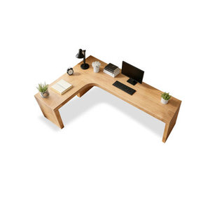 Bureau d'angle en forme de L en bois de pin massif, poste de travail informatique DESK-0031 - Product Image 1