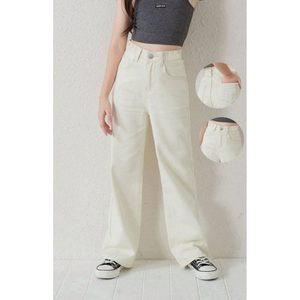 Jean en denim crème tendance et écologique à jambe large pour femme, taille haute, coupe décontractée et ample, style urbain, tailles 26-40 - Product Image 5