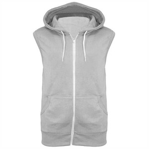 Contrast Color OEM ODM Customized Logo Design <b>Men's</b> Clothing Plus Size Tank Tops <b>Sleeveless</b> <b>Hoodies</b> Zipper Cotton Breathable - Product Image 5