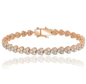 DIAMOND HEART <b>BRACELET</b> Moissanite <b>Sterling</b> <b>Silver</b> 925 <b>Beaded</b> Cuban Link <b>Bracelet</b> Romantic Style Miami Fashion Charm Jewelry - Product Image 1